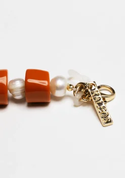 Kaleos NATURAL PEARL CHAIN COMBINATION ORANGE Discount